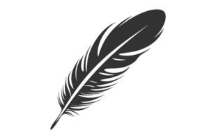 A Feather black Silhouette isolated Vector, Bird Feather Clipart on a white background vector