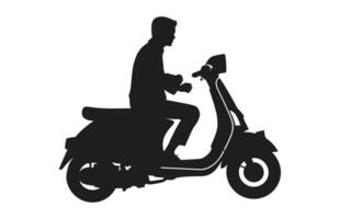 un persona montando scooter vector silueta aislado en un blanco antecedentes