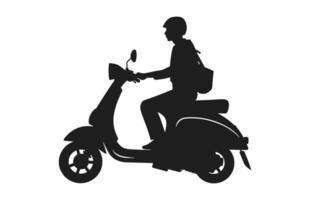 A Person Riding Scooter Vector Silhouette isolated on a white background