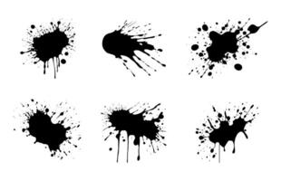 pintar salpicar vector silueta colocar, resumen tinta gotas y salpicaduras vector manojo, gotea negro tinta salpicaduras, negro pintar grunge manchas haz