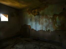 AI generated The interior design of horror and creepy damage empty room., 3D rendering. photo