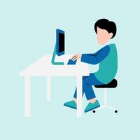 Man Working On Desk Illustration vector