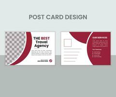 Travel Post Card Design ,Innovative Solution Agency Business Post Card Design, Trusted Color Combination Corporate Post Card Template vector