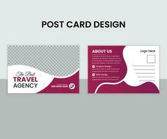 Travel Post Card Design ,Innovative Solution Agency Business Post Card Design, Trusted Color Combination Corporate Post Card Template vector