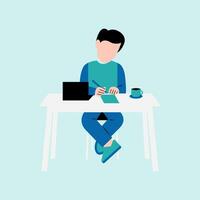 Man Working On Desk Illustration vector