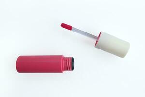 Bright lipstick on white background. Professional makeup product photo