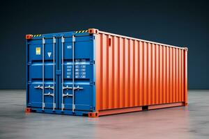 AI generated Orange and blue shipping container generative by ai photo