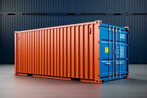 AI generated Orange and blue shipping container generative by ai photo