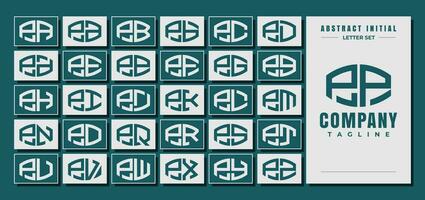 Abstract curve shape initial P PP letter logo design bundle vector