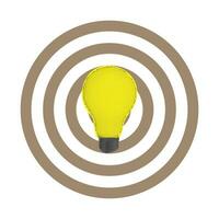 Trendy halftone collage lightbulb and target sign. Business idea and solutions. Smart thinking vector