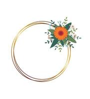 oro circulo marco con acuerdo. saludo tarjeta con gratis espacio para texto. Perfecto para Boda invitación tarjetas, lujo plantillas vector