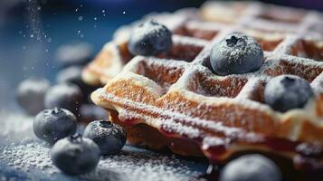 AI generated breakfast blueberry waffle food photo