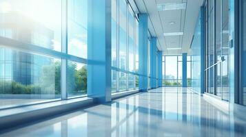 AI generated Blurred hospital interior with defocused lights   conceptual medical background for healthcare photo