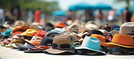 AI generated Lively beachfront marketplace with vibrant stalls and fresh fruits, ideal for brand promotion photo