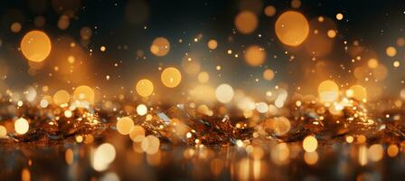 AI generated Vibrant yellow glowing particles abstract bokeh background with captivating design elements photo