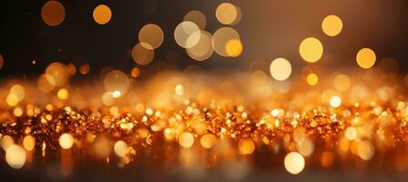 AI generated Yellow glowing particle abstract bokeh background with vibrant light effects and soft blurred focus photo