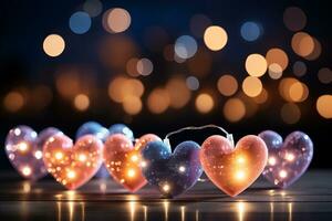 AI generated Mini heart shaped object with bokeh abstract background for advertising purposes in pastel colors photo