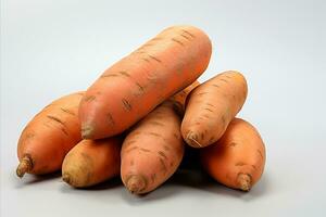 AI generated Organic and nutritious sweet potato with vibrant colors isolated on a clean white background photo