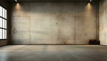 AI generated Empty room with textured concrete wall, creating captivating atmosphere   high quality 3d render photo