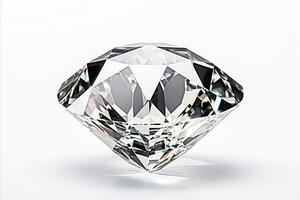 AI generated Brilliant white diamond isolated on clean white background for jewelry or luxury design concepts photo
