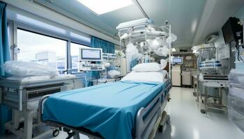 AI generated Advanced surgical equipment and devices in a modern operating room for efficient procedures photo