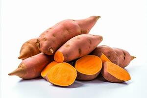 AI generated Organic sweet potato isolated on white background, ready for cooking and culinary creations photo