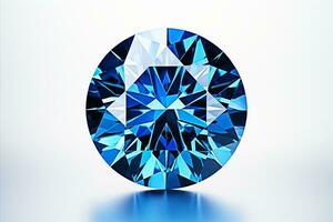 AI generated Captivating and mesmerizing blue diamond gemstone elegantly showcased on a pure white background photo