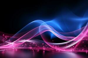 AI generated Abstract pink blue neon wave lines with bokeh lights   data transfer concept digital wallpaper photo