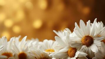AI generated Vibrant and colorful daisy bokeh background with soft blur and copy space for text placement photo