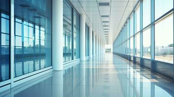 AI generated Blurred hospital interior   abstract medical background for design and concept presentations photo