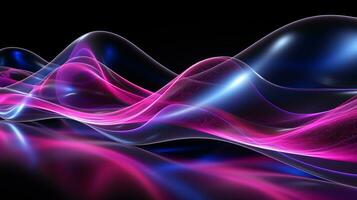 AI generated Pink and blue neon wave lines with bokeh lights   data transfer concept digital wallpaper photo