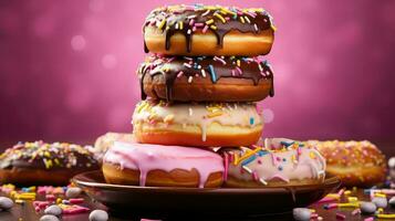 AI generated sweet breakfast donut food photo