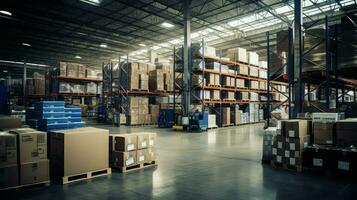 AI generated inventory goods warehouse background photo
