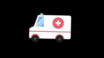 Ambulance Cartoon Medical 2D Animation on Alpha video