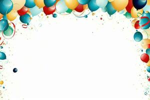 AI generated Balloon border on a white background, romantic background , Ai generated photo