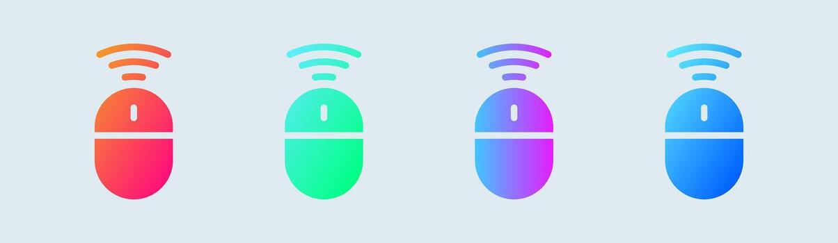 Wireless mouse solid icon in gradient colors. Scroll signs vector illustration.