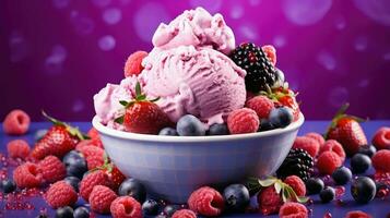 AI generated blue berry ice cream photo