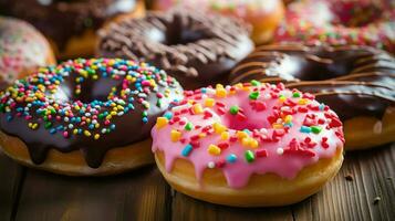 ai generado dulce Formación de hielo rosquilla comida foto