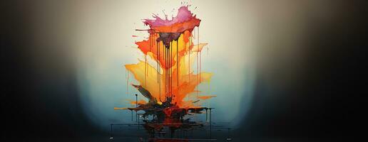 AI Generated abstract watercolor paintings, paint color splotches, abstract colors, minimalism art painting, scene design. Ai Generative. photo