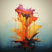 AI Generated abstract watercolor paintings, paint color splotches, abstract colors, minimalism art painting, scene design. Ai Generative. photo
