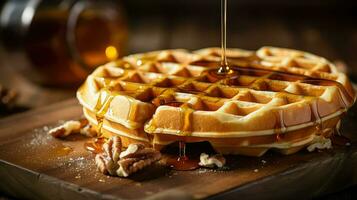 AI generated brunch delicious waffle food photo