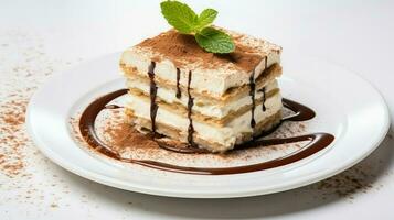 ai generado italiano restaurante Tiramisu comida foto