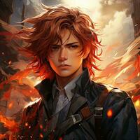 AI Generated Beautiful young redhead woman soldier portrait. Ai Generative. photo