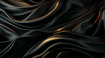 AI generated Black luxury fabric background with copy space, Generative AI. photo