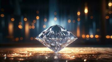 AI generated luxury gift a diamond shine with lights, ai photo