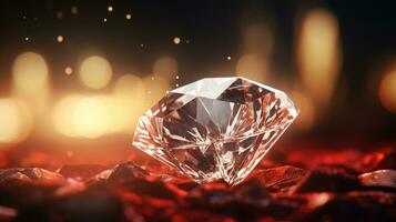 AI generated luxury gift a diamond shine with lights, ai photo