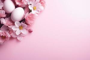 AI generated Easter background with copy space. photo