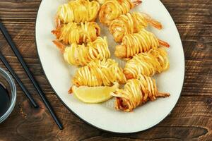 Rolled potato shrimps, Vietnamese cuisine. photo