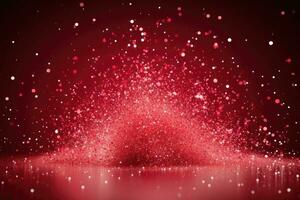 AI generated Abstract festive red background with splash of confetti photo