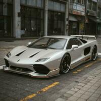 AI generated Stylish super car in the city photo